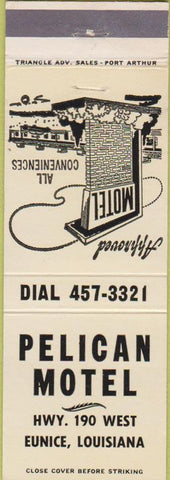 Matchbook Cover - Pelican Motel Eunice LA