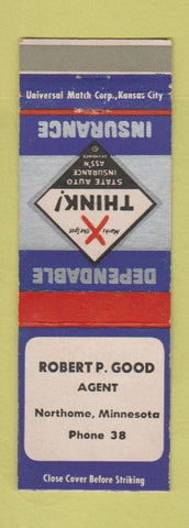 Matchbook Cover - Robert Good Insurance Northome MN low phone #