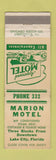 Matchbook Cover - Marion Motel Lake City FL low phone # WEAR