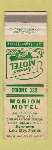 Matchbook Cover - Marion Motel Lake City FL low phone # WEAR