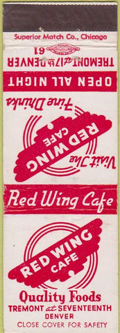 Matchbook Cover - Red Wing Cafe Denver CO