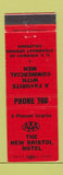 Matchbook Cover - New Bristol Hotel Steamboat Springs Colorado low phone #