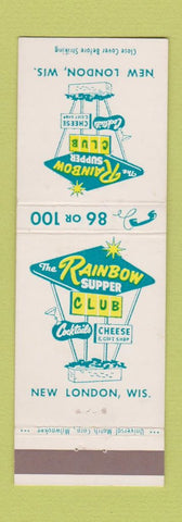 Matchbook Cover - Rainbow Supper Club New London WI low phone #