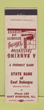 Matchbook Cover - State Bank of East Dubuque IL low phone #