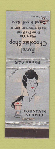 Matchbook Cover - Royal Chocolate Shop Grand Island NE deco girlie low phone #