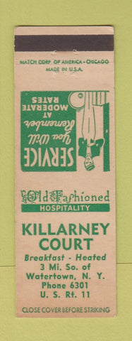 Matchbook Cover - Killarney Court Watertown NY