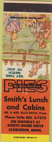 Matchbook Cover - Smith's Lunch Schroeder MN
