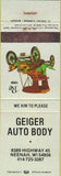 Matchbook Cover - Geiger Auto Body Neenah WI