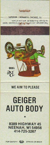 Matchbook Cover - Geiger Auto Body Neenah WI