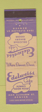 Matchbook Cover - Edelweiss Cafe Denver Colorado