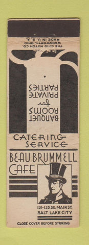Matchbook Cover - Beau Brummell Cafe Salt Lake City UT