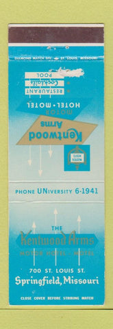 Matchbook Cover - Kentwood Arms Hotel Moel Springfield MO WEAR