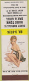 Matchbook Cover - Home Town Bar New York City pinup