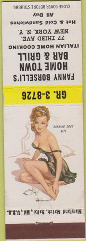 Matchbook Cover - Home Town Bar New York City pinup