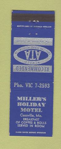 Matchbook Cover - Miller's Holiday Motel Cassville MO