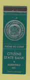 Matchbook Cover - Citizens State Bank Marshfield MO