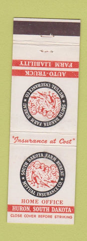 Matchbook Cover - South Dakota Farm Bureau Insurance Huron SD Mount Rushmore