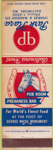 Matchbook Cover - Park Plaza Hotel Baltimore MD WEAR