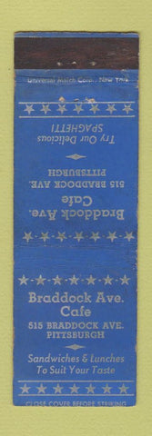 Matchbook Cover - Braddock Ave Cafe Pittsburgh PA WEAR