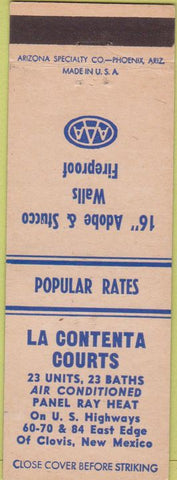 Matchbook Cover - La Contenta Courts Clovis NM