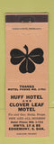 Matchbook Cover - Huff Hotel Clover Leaf Motel Edgemont SD