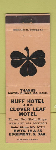 Matchbook Cover - Huff Hotel Clover Leaf Motel Edgemont SD