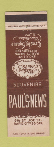 Matchbook Cover - Paul's News Rapid City SD Pipe Tobacco