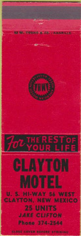 Matchbook Cover - Clayton Motel Clayton NM