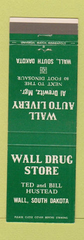 Matchbook Cover - Wall Drug Store Auto Livery Wall SD