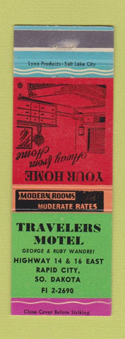 Matchbook Cover - Travelers Motel Rapid City SD