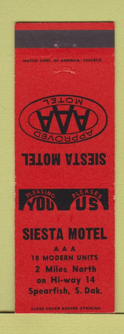 Matchbook Cover - Siesta Motel Spearfish SD