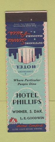 Matchbook Cover - Hotel Phillips Winner SD