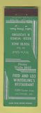 Matchbook Cover - Fred and Leo Winterling's Restaurant Baltimore MD