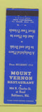 Matchbook Cover - Mount Vernon Restaurant Baltimore MD WEAR