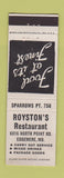 Matchbook Cover - Royston's Restaurant Edgemere MD