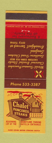 Matchbook Cover - Chalet Pancakes Steaks Anaheim CA Disneyland Ref