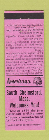 Matchbook Cover - South Chelmsford MA Perkins Americana