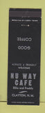 Matchbook Cover - Nu Way Cafe Clayton NM