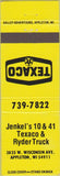 Matchbook Cover - Texaco oil gas Appleton WI