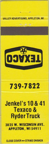 Matchbook Cover - Texaco oil gas Appleton WI