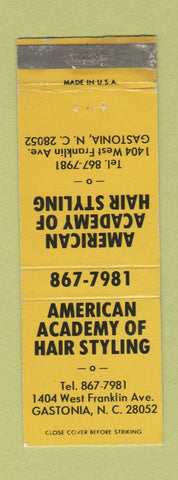 Matchbook Cover - American Academy of Hair Styling Gastonia NC WEAR