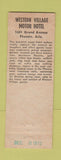 Matchbook Cover - Western Village Motor Hotel Phoenix AZ