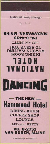 Matchbook Cover - Hammond National Hotels Van Buren ME Madawaska