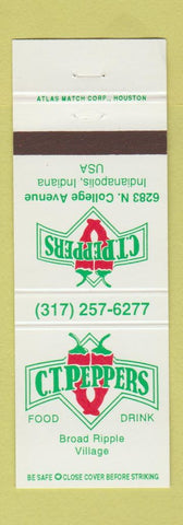 Matchbook Cover - CT Peppers Restaurant Indianapolis IN Broad Ripple
