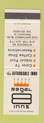 Matchbook Cover - Regal 8 Inns Davenport IA