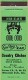 Matchbook Cover - Country Kitchen Wiscojnsin Dells WI