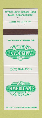 Matchbook Cover - American Grill Mesa AZ