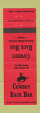 Matchbook Cover - Cowboy Back Bar Belle Fourche SD RED