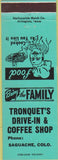 Matchbook Cover - Tronquet's Drive In Saguache CO teal