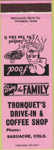 Matchbook Cover - Tronquet's Drive In Saguache CO pink